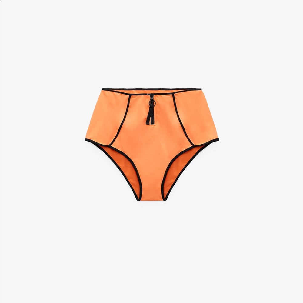 ZARA HIGH-WAIST BIKINI BOTTOMS WITH PIPING DETAIL